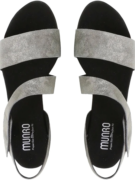 Munro Shoes - Munro Lucia Gunmetal Leather Double-Strap Slingback Sandals